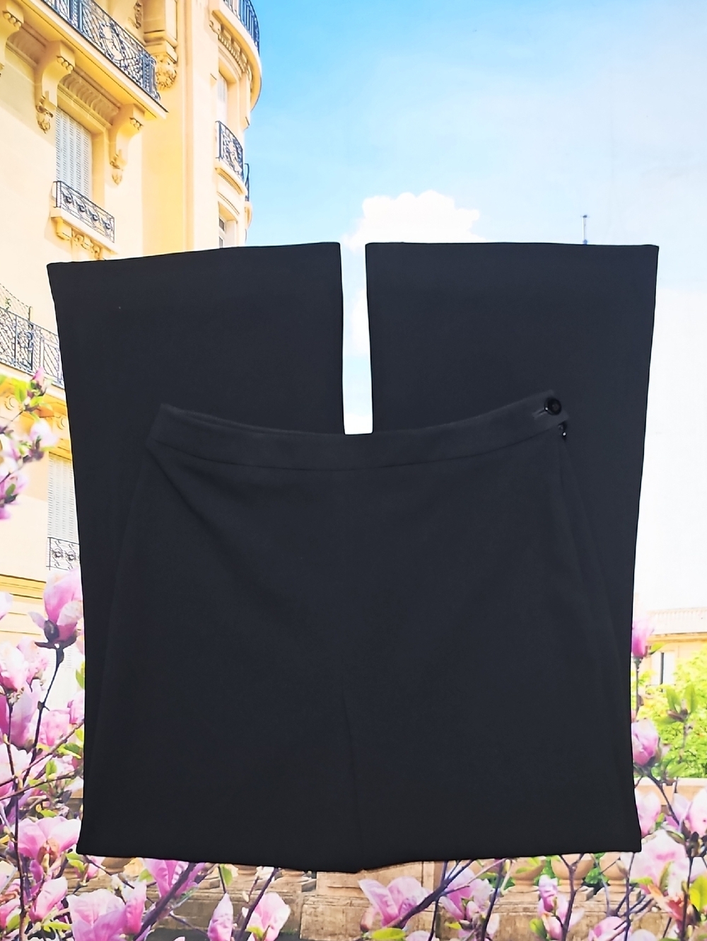 Georges Rech Synonyme Black Wide Leg High Waist Pants Size 12